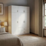 Royal three-leaf wardrobe with drawers and loft white 150x58x230cm