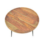 Tavolo coffee table, solid sheesham wood in walnut color with black metal legs, Φ75x39cm - Image 5