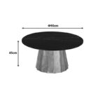 Coffee table Ezerdian solid acacia wood in natural color and black matte marble table top D90x45cm - Image 5