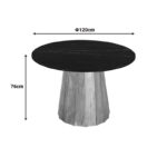 Table Ezerdian solid acacia wood in natural color and black matte marble table top D120x76cm - Image 5