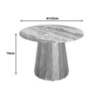 Table Ezerdian solid acacia wood in natural color and marble matte table top D120x76cm - Image 5