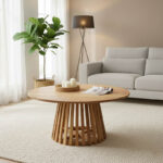 Radiane table, solid acacia wood in natural shade, D80x40cm
