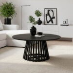 Radiane table, solid acacia wood in black shade, D80x40cm