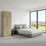 Two-door wardrobe with loft Lego in oak color 80x42x240cm - Image 2