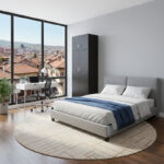 Two-door wardrobe with loft Lego in wenge color 80x42x240cm - Image 2