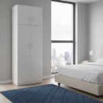 Two-door wardrobe with loft Lego in white color 80x42x240cm - Image 2