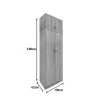Two-door wardrobe with loft Lego in sonoma-dark grey color 80x42x240cm - Image 3