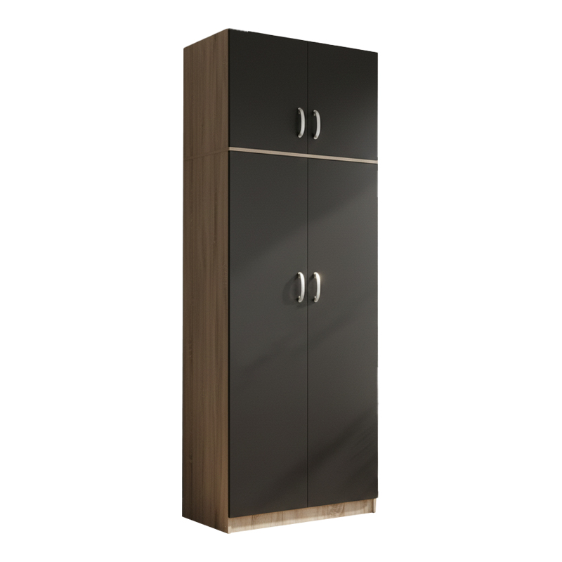 383-000086 Two-door wardrobe with loft Lego in sonoma-dark grey color 80x42x240cm - Image 1