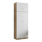 Two-door wardrobe with loft Lego in sonoma-white color 80x42x240cm