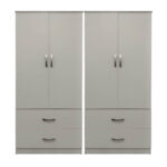 Four-leaf wardrobe with drawers Lego white 160x42x180cm - Слика 2
