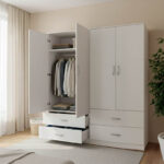 Four-leaf wardrobe with drawers Lego white 160x42x180cm