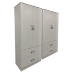 Four-leaf wardrobe with drawers Lego white 160x42x180cm - Слика 3