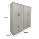 Four-leaf wardrobe with drawers Lego white 160x42x180cm - Слика 4