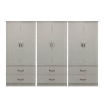 Six-leaf wardrobe with drawers Lego white 240x42x180cm - Image 2