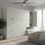Six-leaf wardrobe with drawers Lego white 240x42x180cm