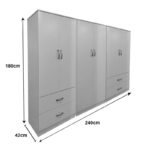Lego six-door wardrobe white 240x42x180cm - Image 4