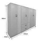 Lego I six-door wardrobe white 240x42x180cm - Image 4