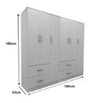 Lego six-door wardrobe white 180x42x180cm - Image 4
