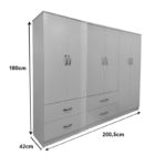 Lego six-door wardrobe white 200.5x42x180cm - Image 4