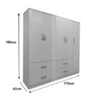 Lego five-door wardrobe white 170x42x180cm - Image 4