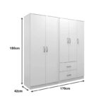 LegoI  five-door wardrobe white 170x42x180cm - Image 4
