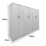 Lego II six-door wardrobe white 240x42x180cm - Image 4
