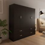 Four-leaf wardrobe with drawers Lego wenge 160x42x180cm