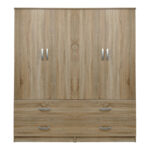 Four-door wardrobe with drawers Lego sonoma 160x42x180cm - Слика 4