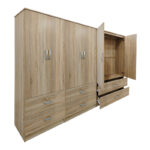 Six-leaf wardrobe with drawers Lego sonoma 240x42x180cm - Image 2