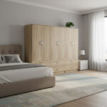 Six-leaf wardrobe with drawers Lego sonoma 240x42x180cm