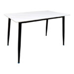 Pembe table white marble sintered stone-black metal leg 120x70x75cm