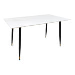 Pembe table white marble sintered stone-black metal leg 140x80x75cm