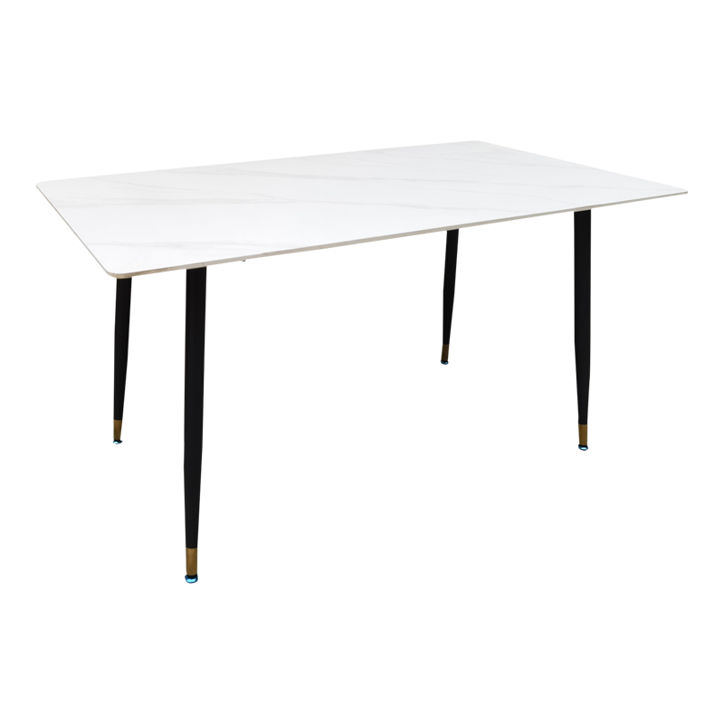 390-000003 Pembe table white marble sintered stone-black metal leg 140x80x75cm - Image 1