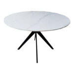 Orbital table white marble sintered stone-black metal D120x76cm - Image 2