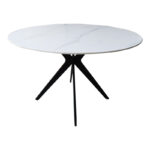 Orbital table white marble sintered stone-black metal D120x76cm