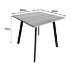 Squaro table walnut mdf with black metal legs 80x80x75cm - Image 4