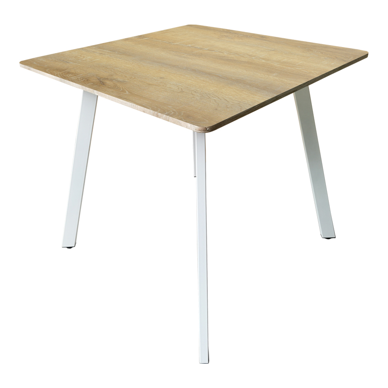 390-000009 Squaro table sonoma mdf with white metal legs 80x80x75cm - Image 1