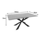 Aragne table sonoma mdf with black metal legs 160x90x75cm - Слика 5