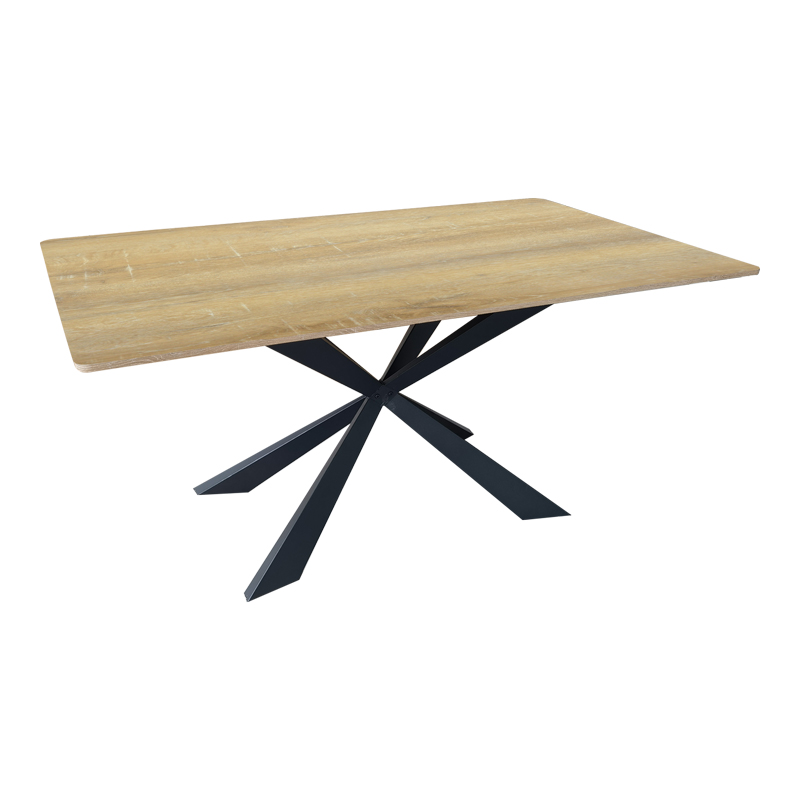 390-000012 Aragne table sonoma mdf with black metal legs 160x90x75cm - Image 1