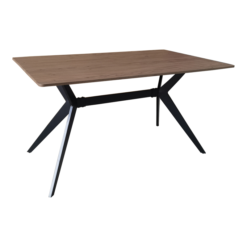 390-000018 Ezali mdf table walnut with black metal legs 140x80x75cm - Слика 1