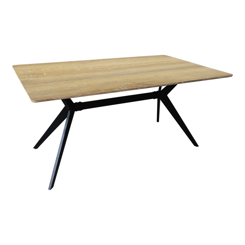 390-000019 Ezali sonoma mdf table with black metal legs 160x90x75cm - Image 1
