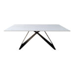 Mapele table white marble sintered stone with black metal legs 180x90x75cm - Image 2