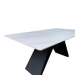 Mapele table white marble sintered stone with black metal legs 180x90x75cm - Image 3