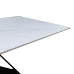 Mapele table white marble sintered stone with black metal legs 180x90x75cm - Image 4