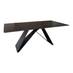 Mapele table black marble finish with black metal legs 180x90x75cm