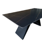 Mapele table black marble finish with black metal legs 180x90x75cm - Image 3