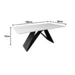 Mapele table black marble finish with black metal legs 180x90x75cm - Image 5