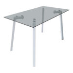 Titta table glass top with white metal legs 120x70x75cm