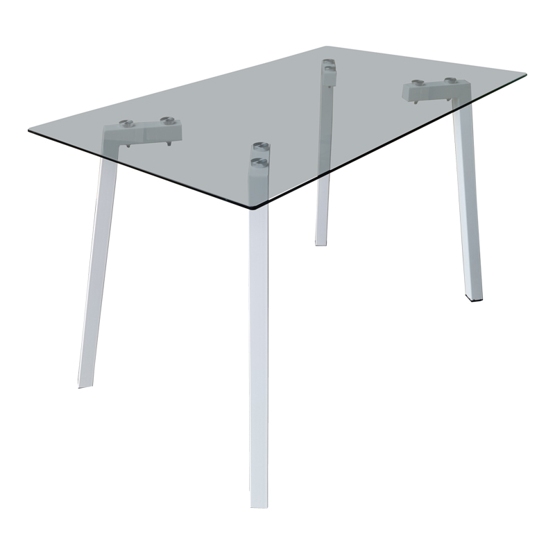 390-000023 Titta table glass top with white metal legs 120x70x75cm - Слика 1