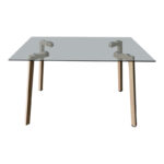 Titta table glass top with metal legs in natural shade 120x70x75cm - Image 2